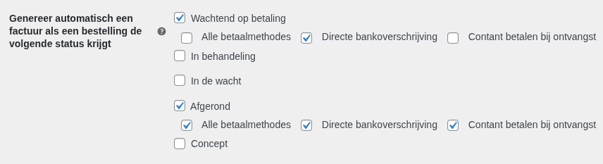 Invoice generation trigger settings